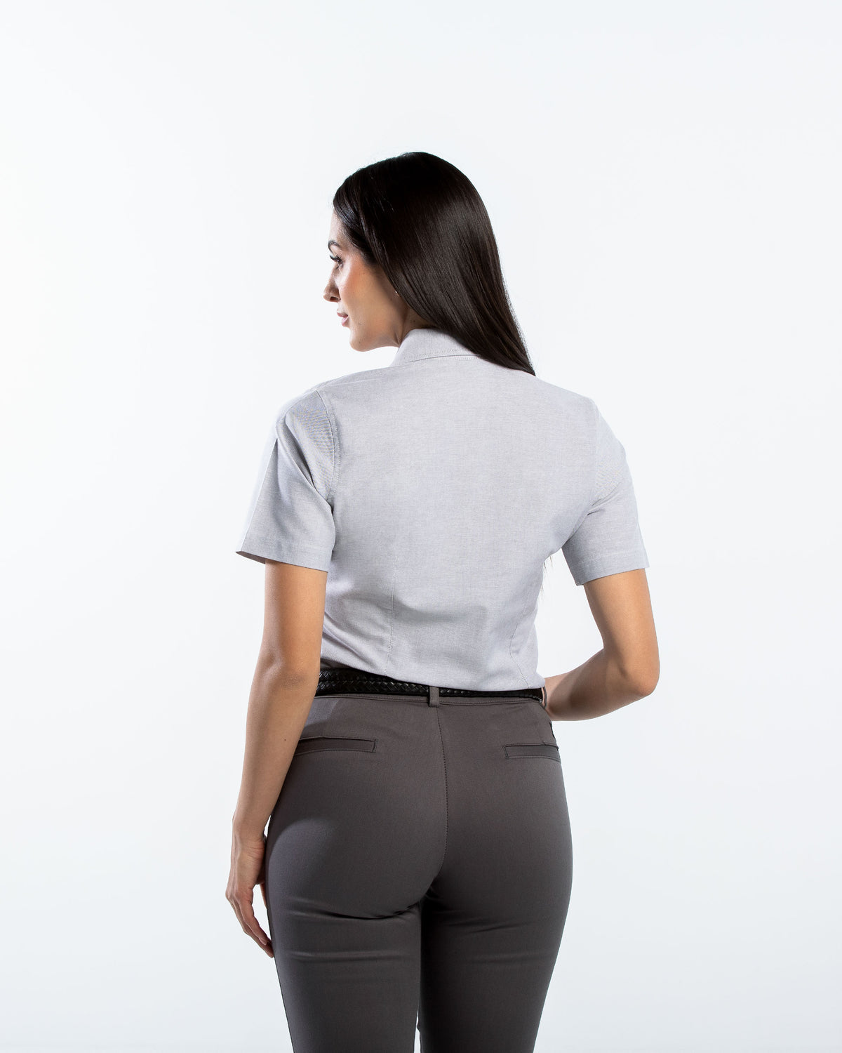 Blusa Mujer Manga Corta Oxford