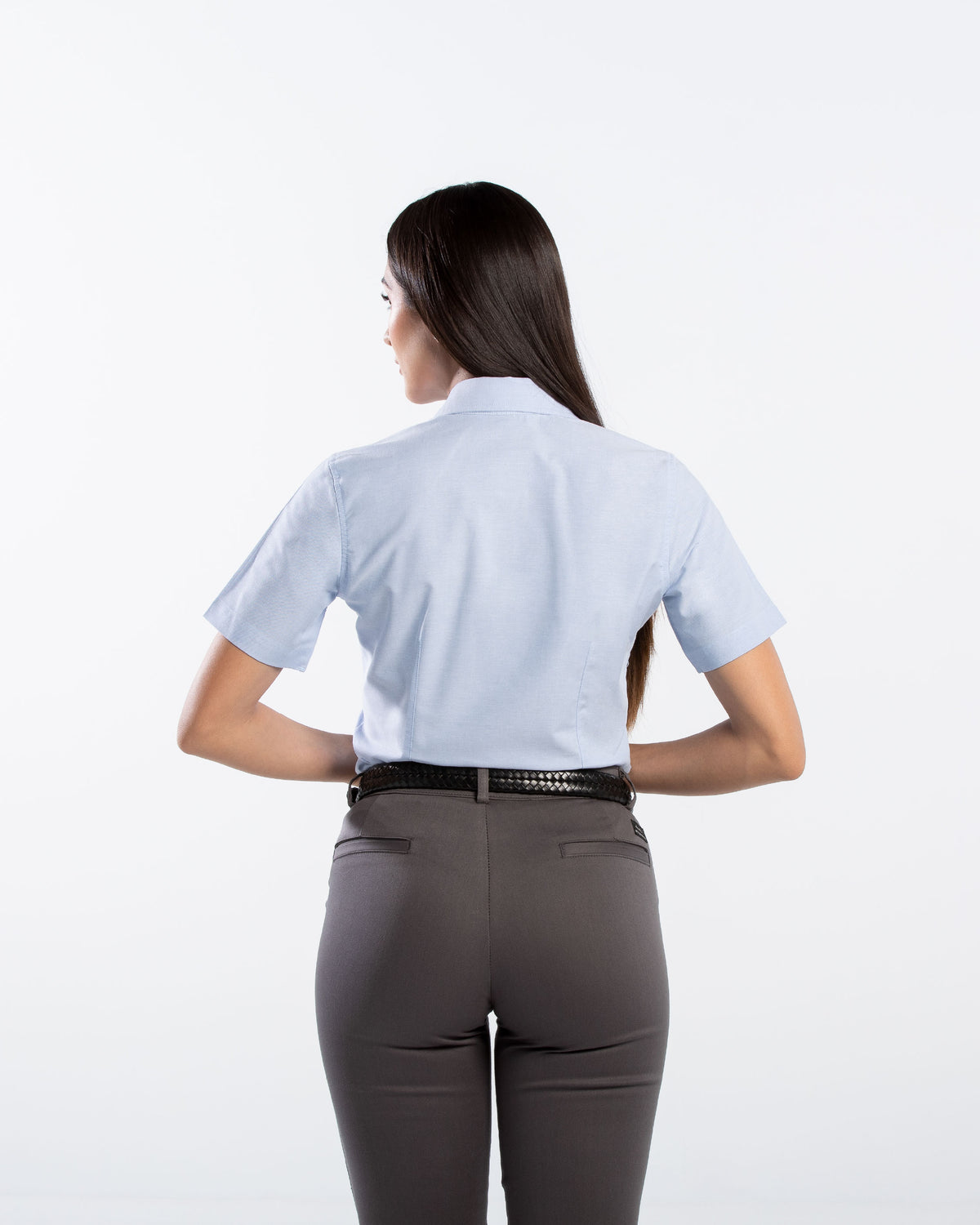 Blusa Mujer Manga Corta Oxford
