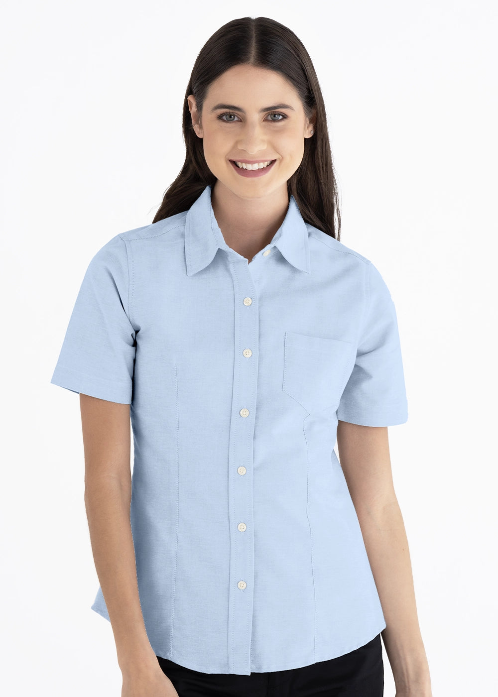 Blusa Mujer Manga Corta Oxford