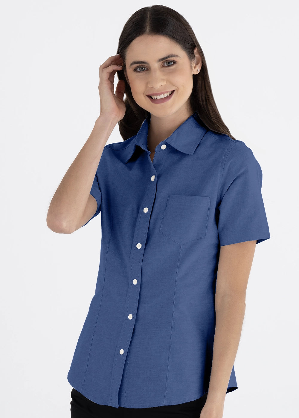 Blusa Mujer Manga Corta Oxford