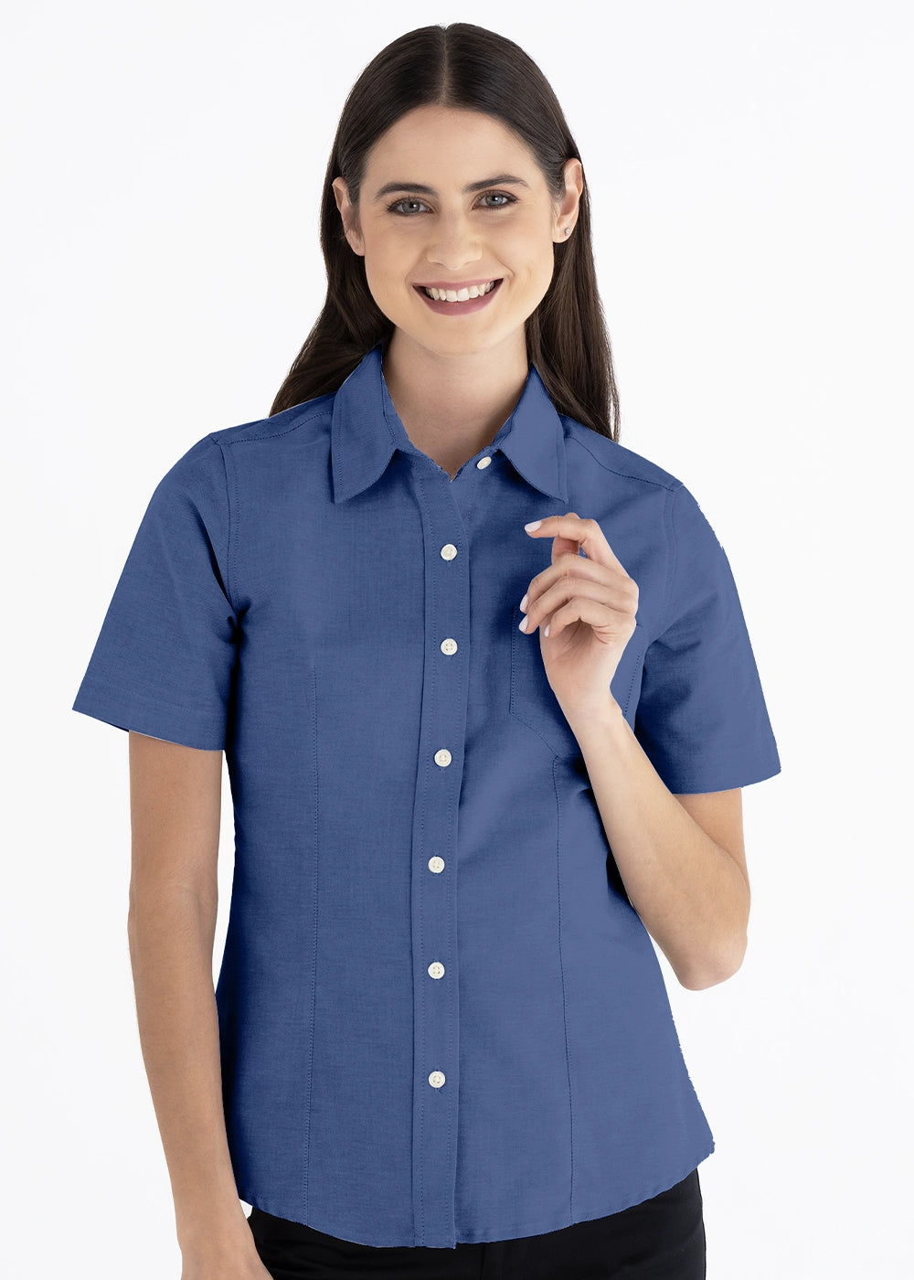 Blusa Mujer Manga Corta Oxford