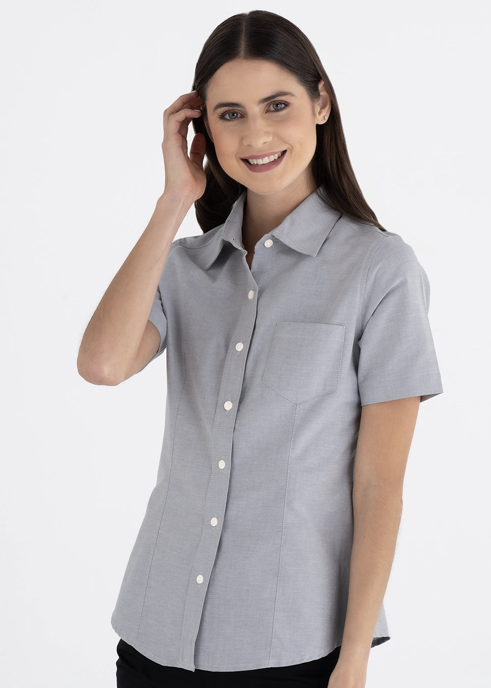 Blusa Mujer Manga Corta Oxford