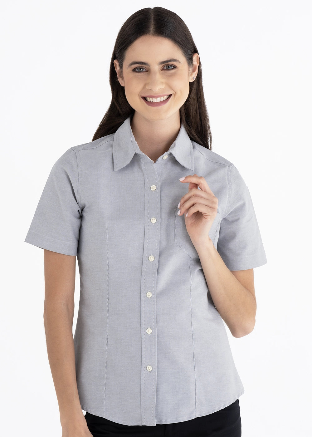 Blusa Mujer Manga Corta Oxford