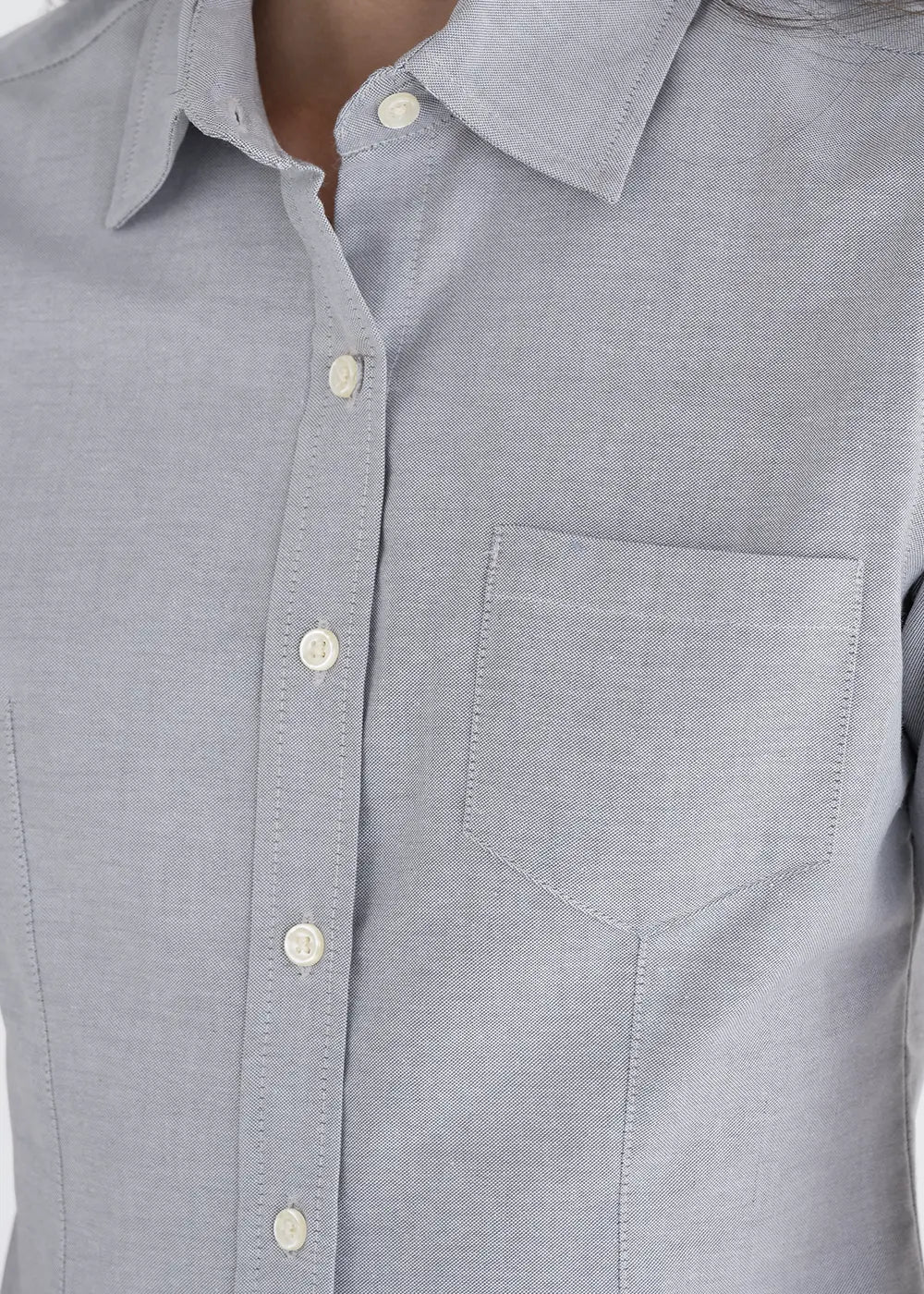 Blusa Mujer Manga Corta Oxford