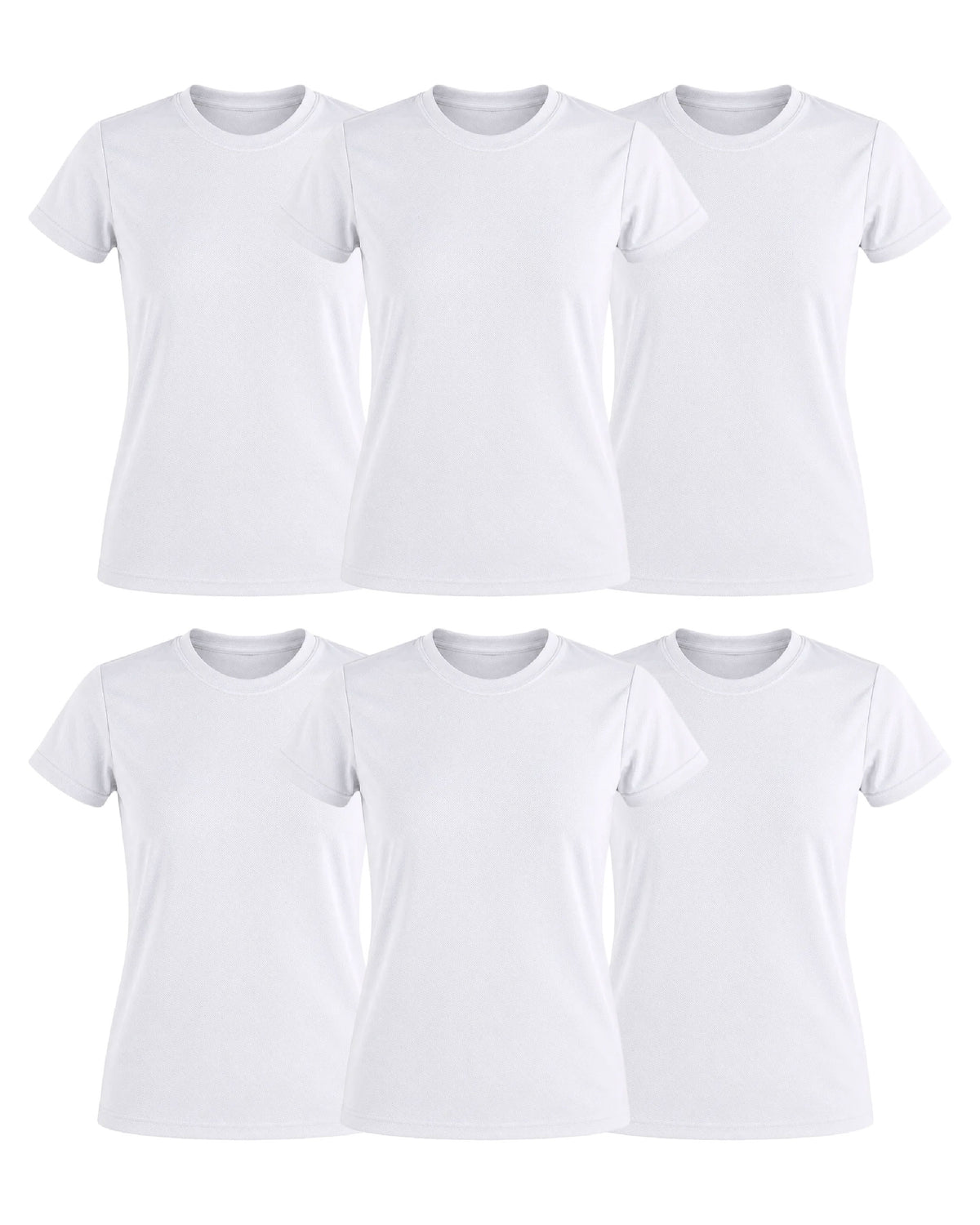 Pack 6 Playeras Blancas Mujer Crew