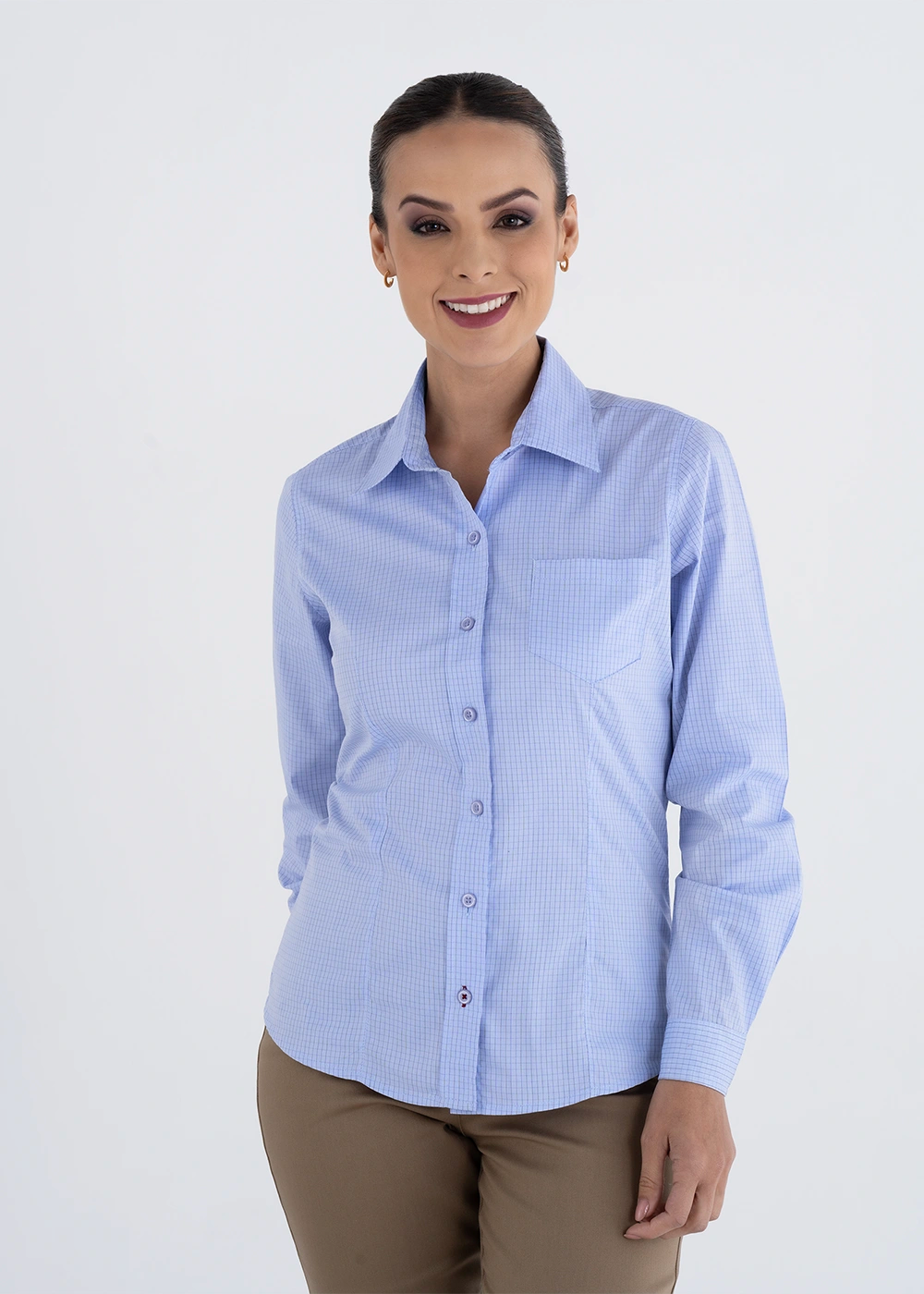 BLUSA SCACHI LIGHT BLUE MANGA LARGA