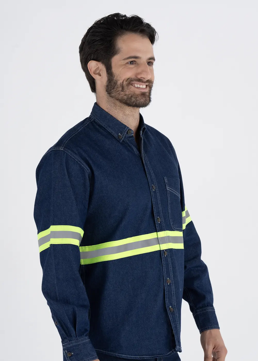 Camisa Mezclilla Rinse Manga Larga Reflejante