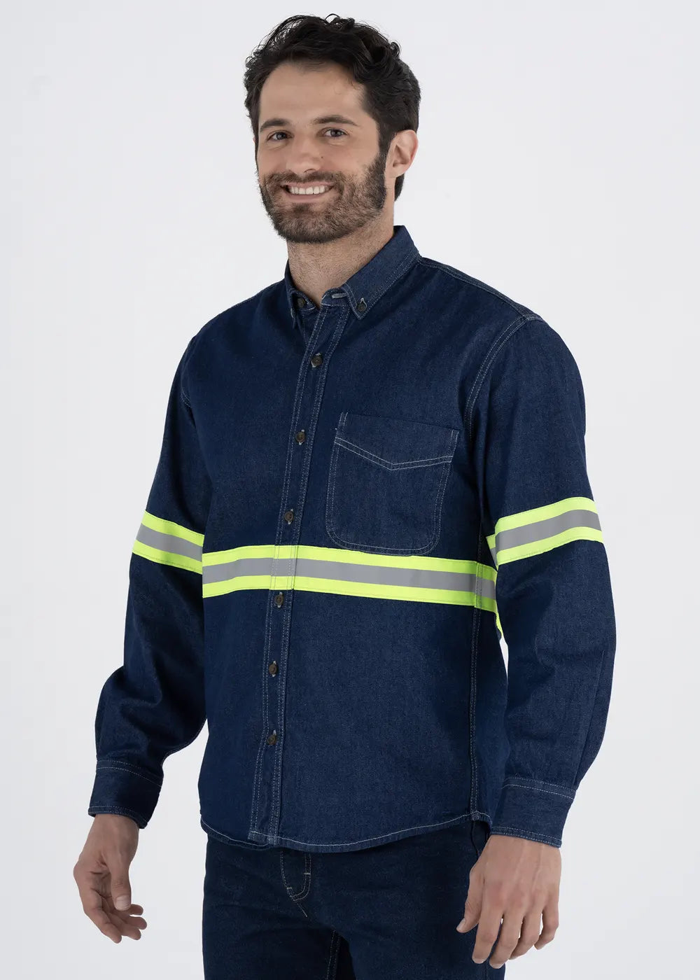 Camisa Mezclilla Rinse Manga Larga Reflejante