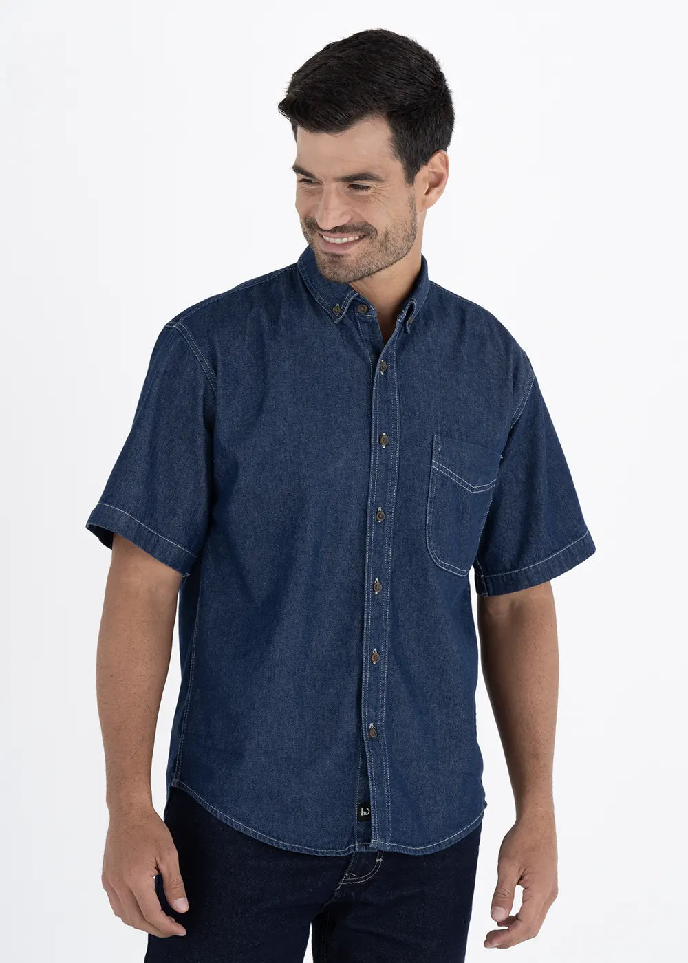 Camisa Hombre Manga Corta Mezclilla Stone