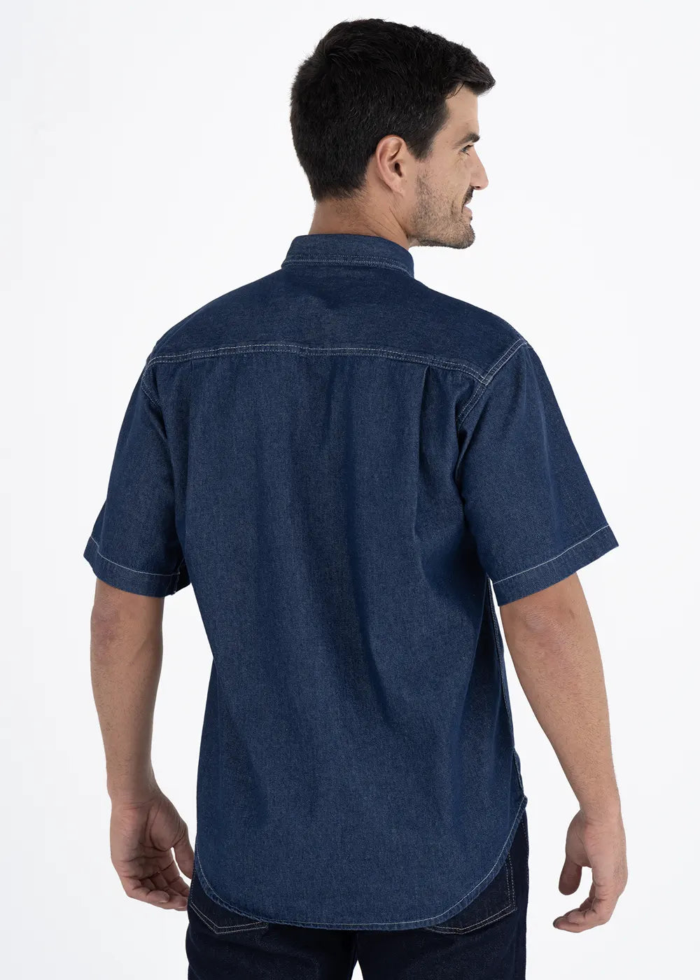 Camisa Hombre Manga Corta Mezclilla Stone