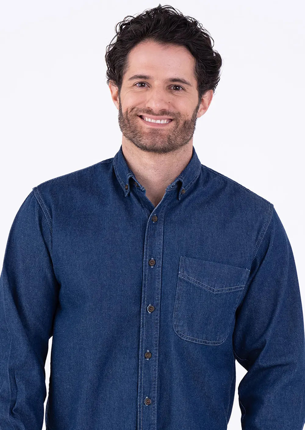 Camisa Hombre Manga Larga Mezclilla Stone