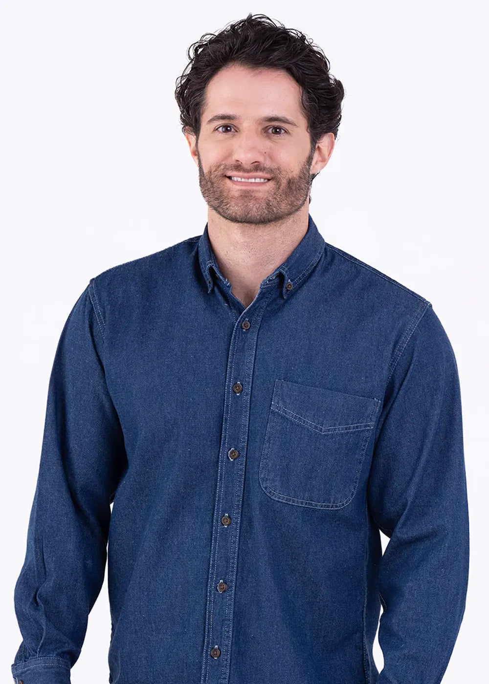 Camisa Hombre Manga Larga Mezclilla Stone