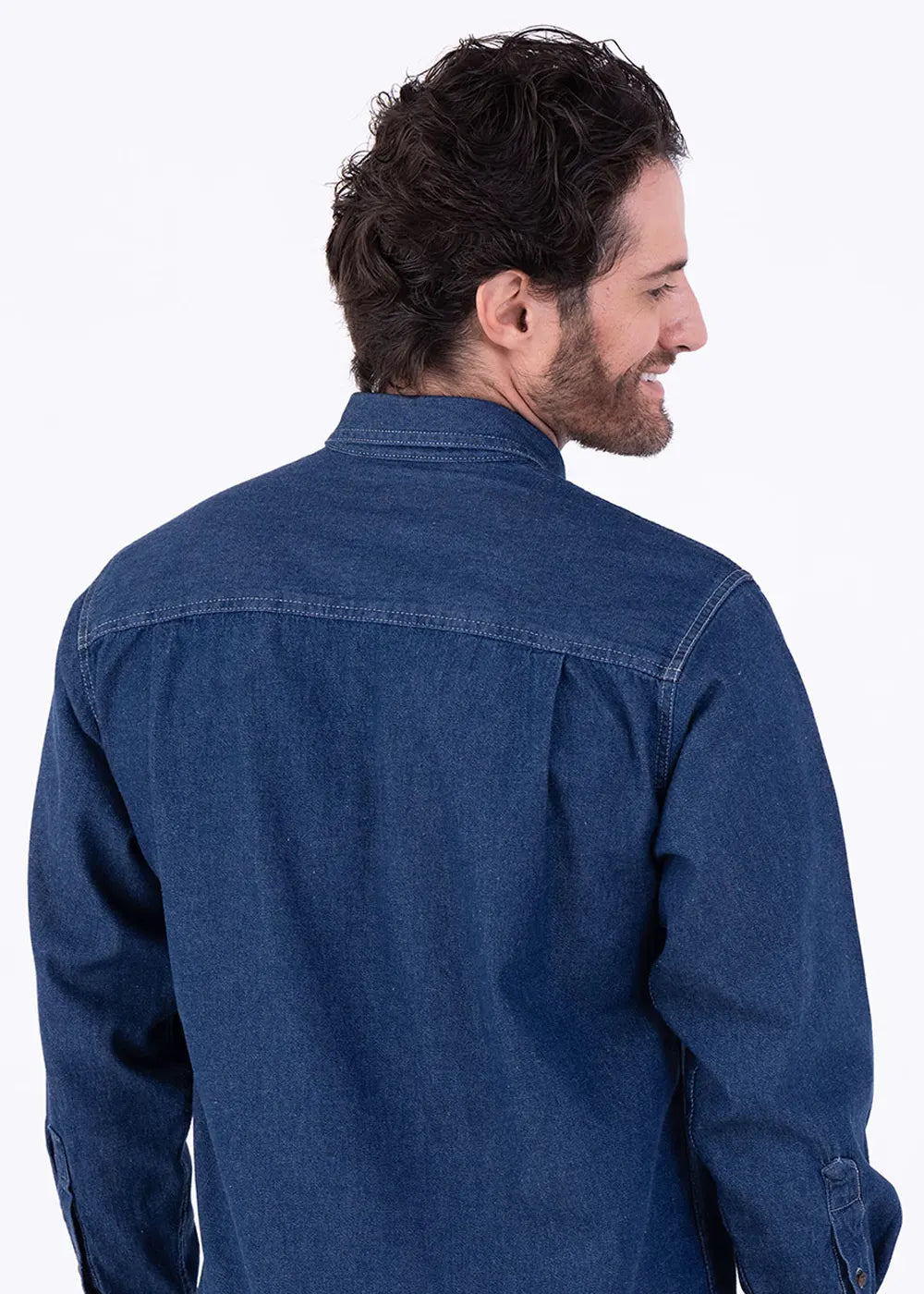 Camisa Hombre Manga Larga Mezclilla Stone